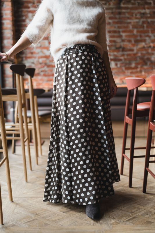 Striped Organza Maxi Skirt Dots 