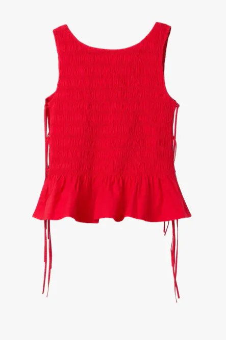 Hovedbilde Cotton Poplin Smock Tie String Top Racing Red 