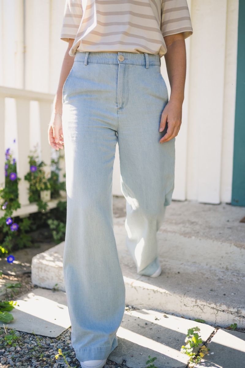 Coralies Pants Whiteish Blue Denim 