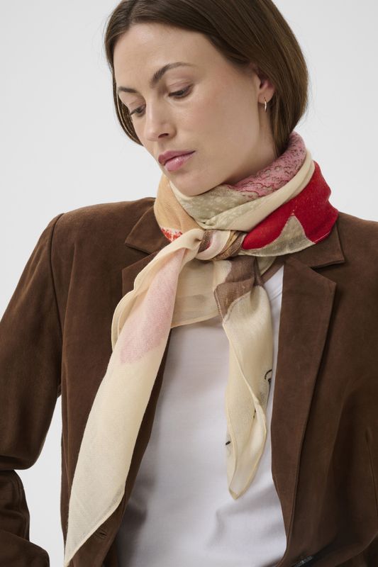 Felisia Scarf Poppy Red Leaf Print