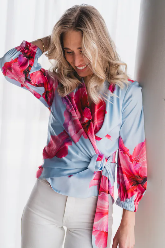 Elena Blouse Fuchsia Maxi Flower 
