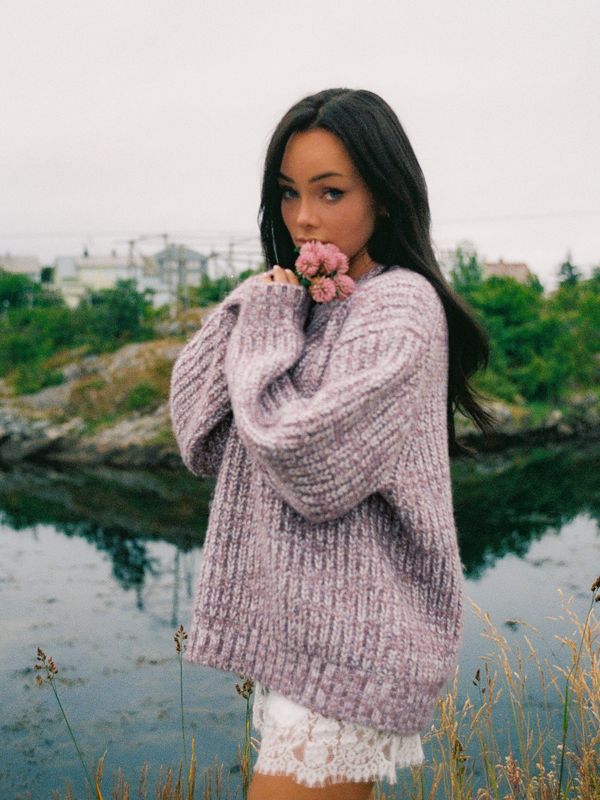 Marled Knit Sweater Purple 