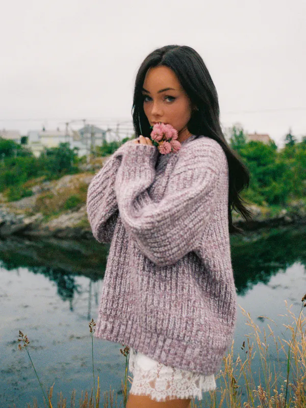 Marled Knit Sweater Purple 