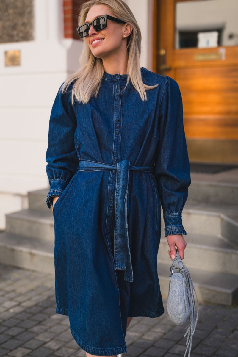 Frida Shirt Dress Mid Blue Wash 