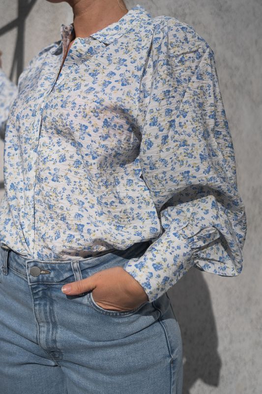 Laurelle Ladonna Shirt Aop Chamb Blue Flower 
