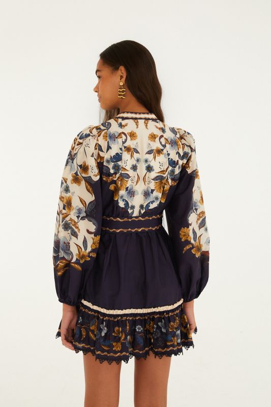 Golden Nature Navy Blue Mini Dress 