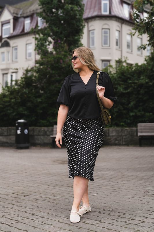 Pella HW Midi Skirt Black Small Birch Dots 