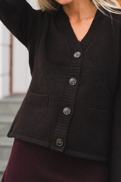 Hovedbilde Pixie Knit Cardigan Dark Brown 