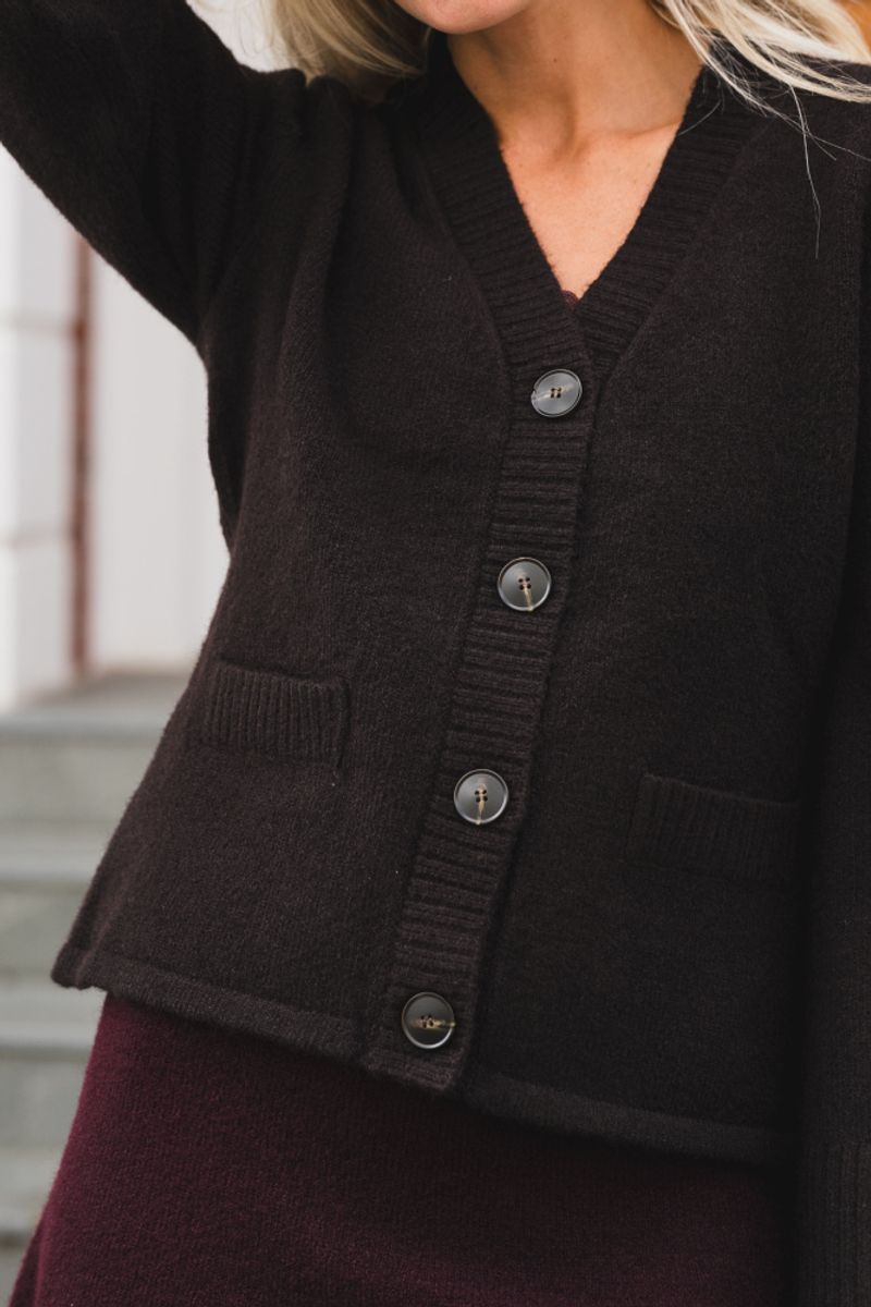 Pixie Knit Cardigan Dark Brown 