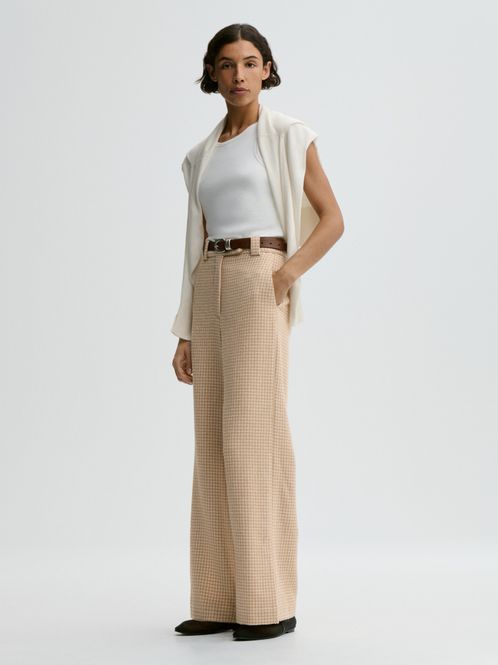 Hovedbilde Cimas Boucle Trousers Beige Houndstooth 