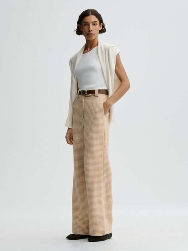 Cimas Boucle Trousers Beige Houndstooth 