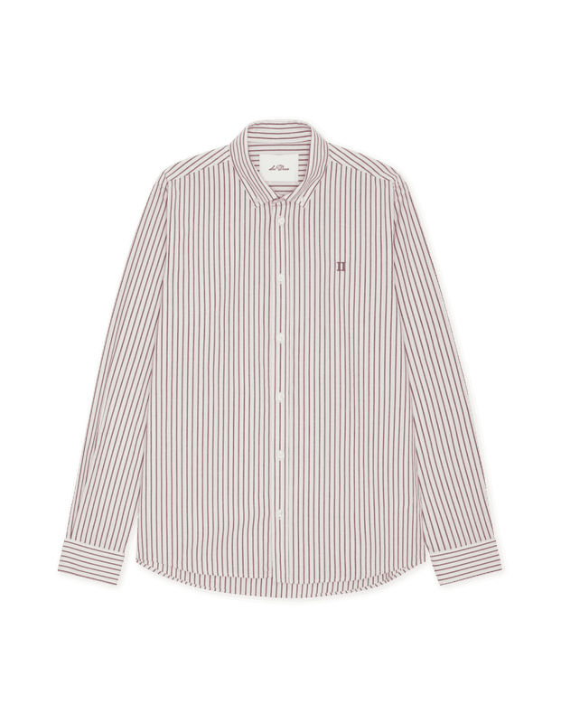 Light Oxford Striped Shirt Chocolate Truffle Red 