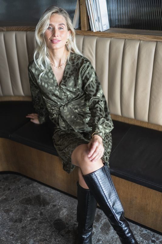 Blair Dress Army Leo Jacquard 