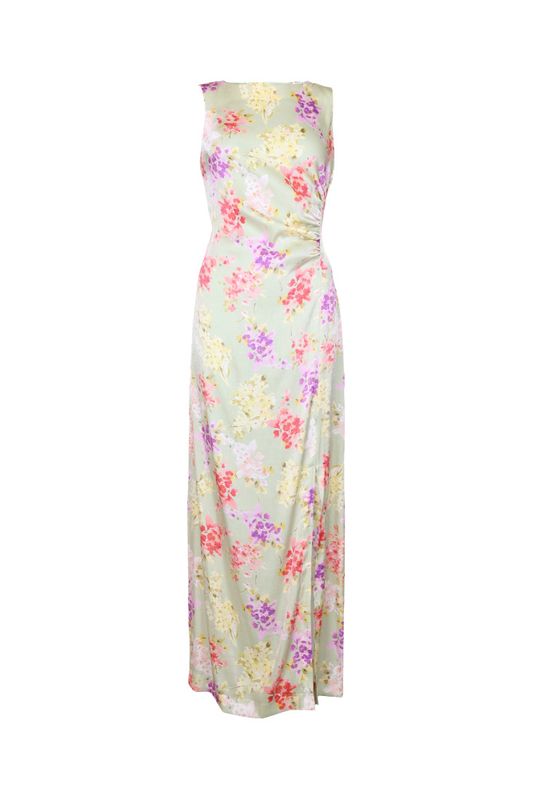 Shiny Sleeveless Dress Vintage Bouquet