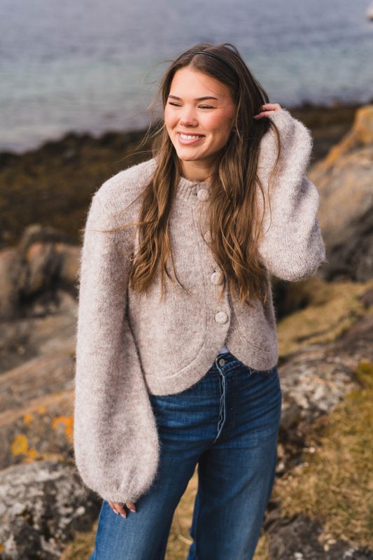 Gio Fluffy Knit Cardigan Beige Melange 