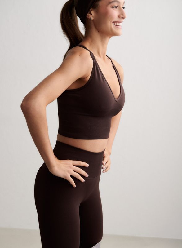 Shape Seamless Cross Back Bralette Chocolate 
