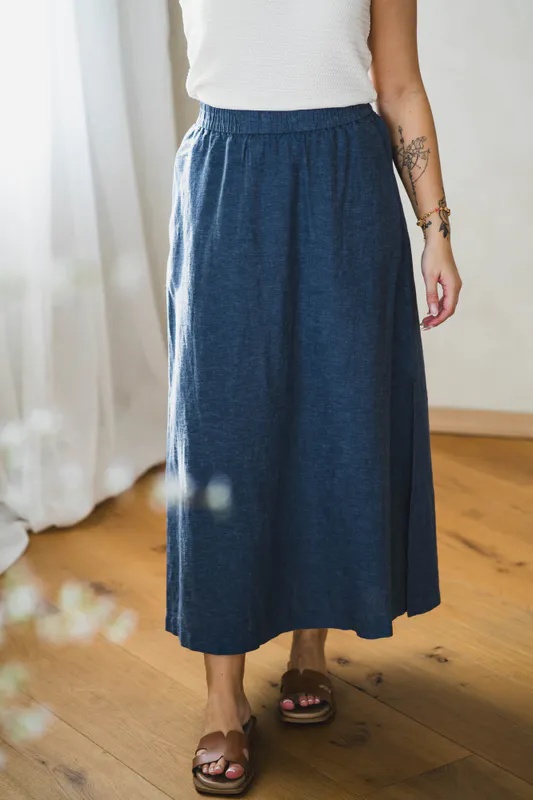 Pennie Ginia HW Skirt V Indigo Melange 