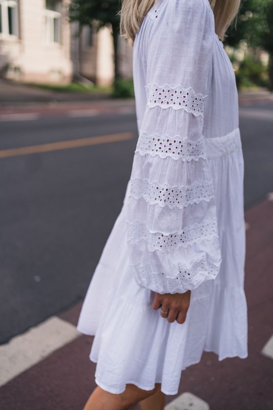 Cotton Slub Wrap Dress White