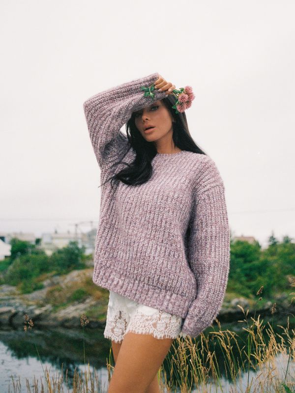 Marled Knit Sweater Purple 
