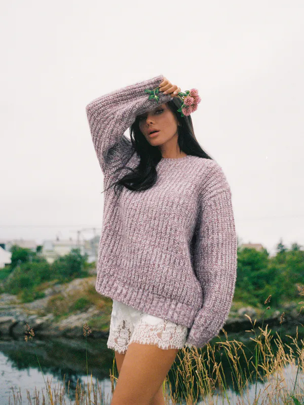 Marled Knit Sweater Purple 