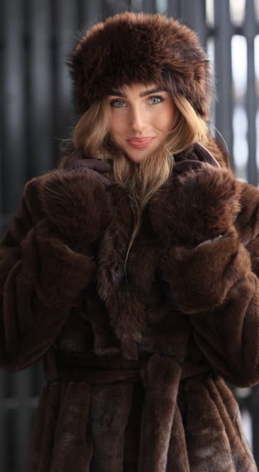 Hovedbilde Luxe Fur Gloves Cocoa