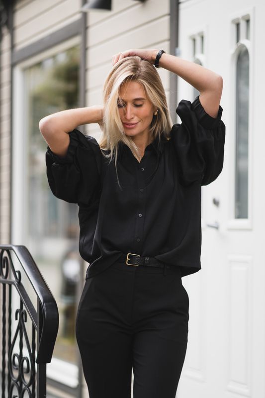 Etta Heavy Sateen Shirt Black 