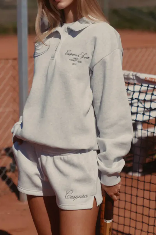 W. Racquet Club Rugby Shirt Grey Melange W. Dark Olive 