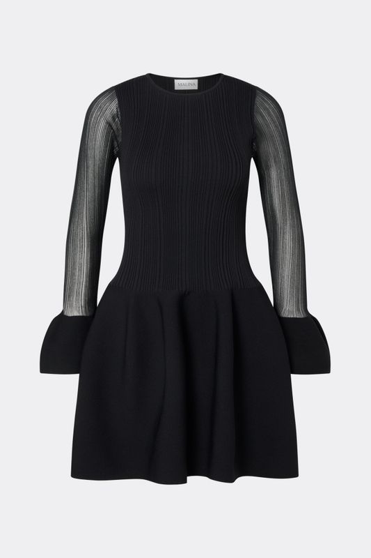 Elona Voluminous Skirt Knitted Mini Dress Black 