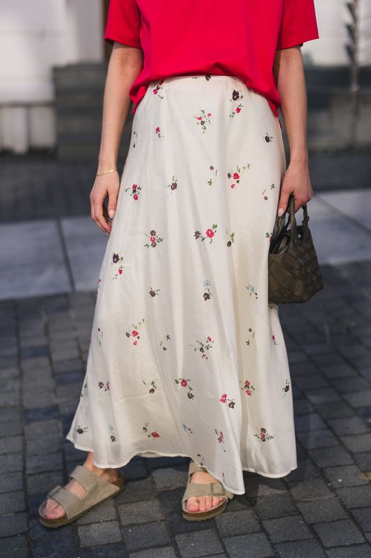 Faustina Skirt AOP Sand Flower 
