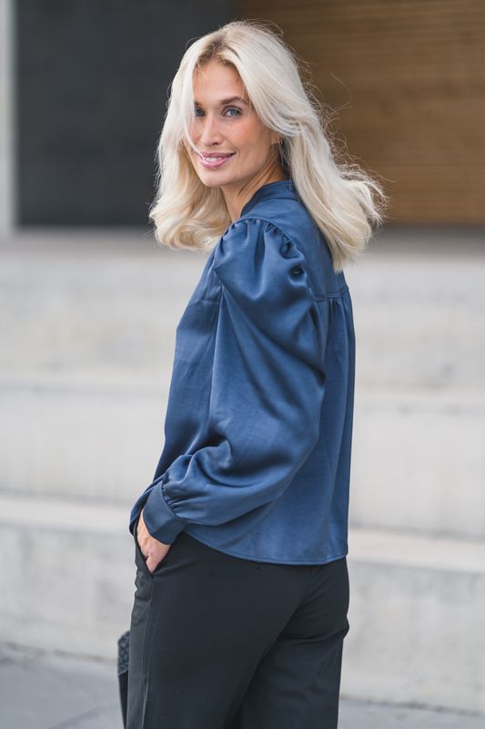 Rosslyn Heavy Sateen Blouse Midnight Blue 
