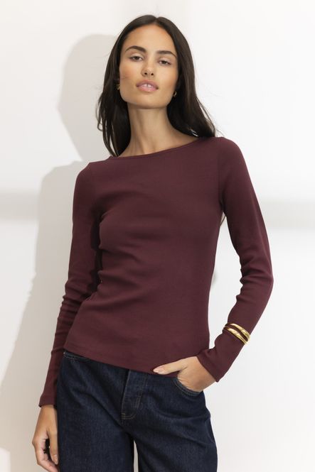 Hovedbilde Petronella Rib Boatneck Deep Plum