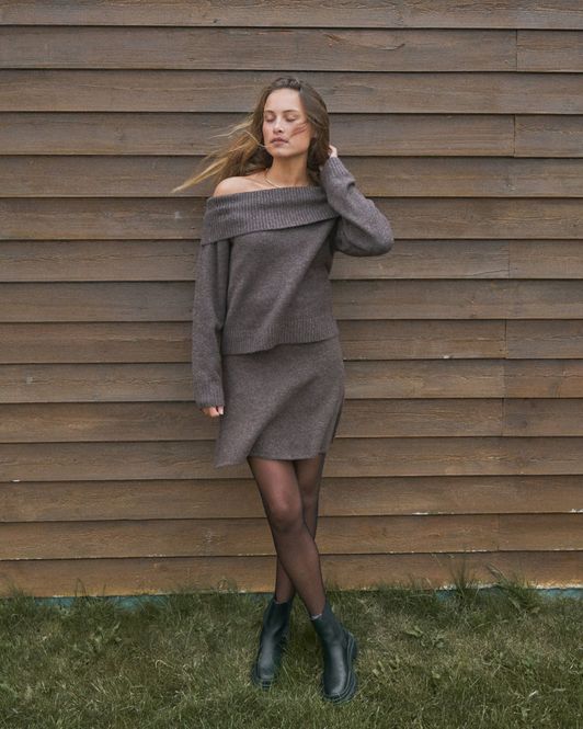 Hovedbilde Gisa Knit Skirt Brown Melange 