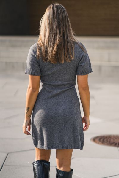 Selia Knit Kjole - Dark Grey Melange