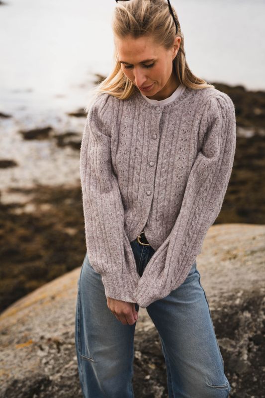 Koteas Cable Knit Cardigan Beige Melange 