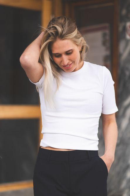 Hovedbilde Betrina Rib 2/4 Tee Bright White 