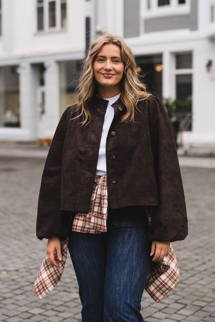 Hovedbilde Tirsa Faux Suede Jacket Dark Brown 