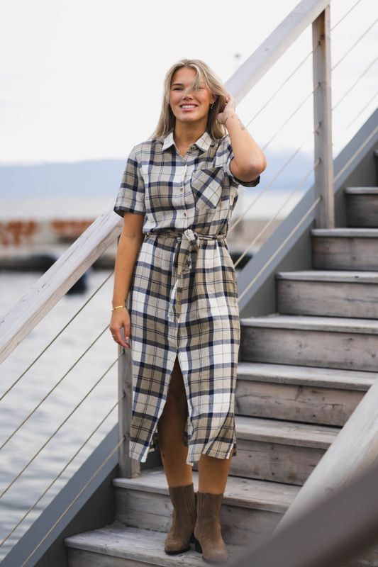 Fern Dress Navy Tartan 