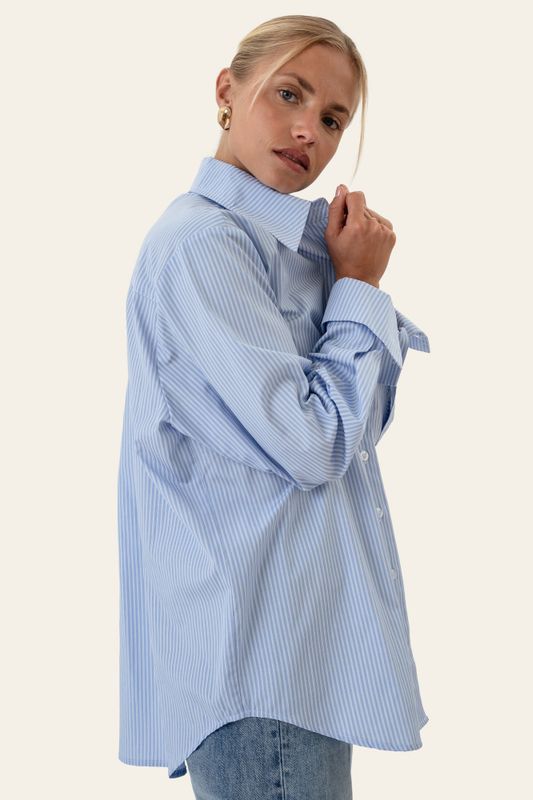Isabellaic Shirt Blue White Stripes 