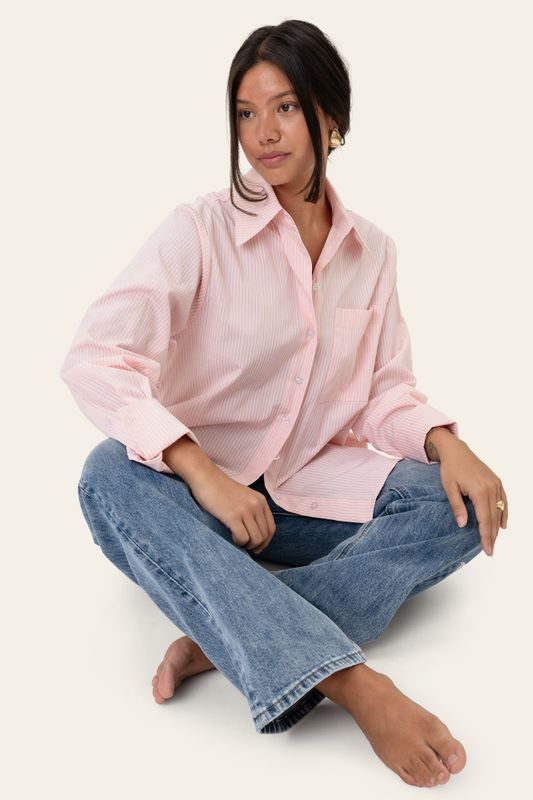 Isabellaic Shirt Pink White Stripes 