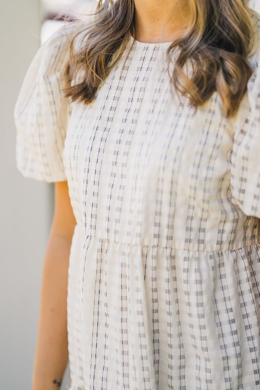 Santina Dress Cream Check 