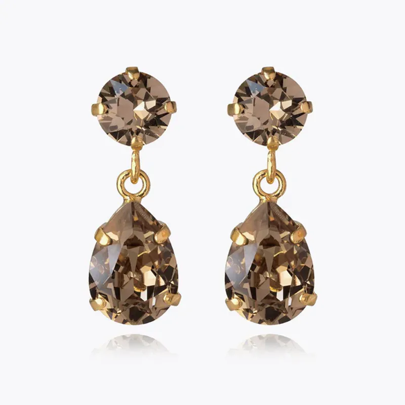Mini Drop Earrings Gold Greige 