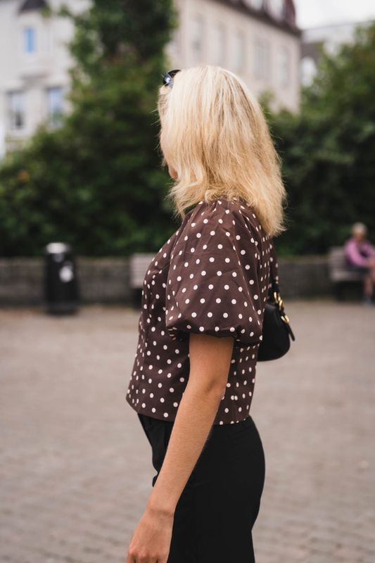 Anela Dot Blouse Brown 
