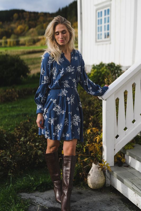 Andena Amabella Shirt Dress Vintage Indigo Flower 