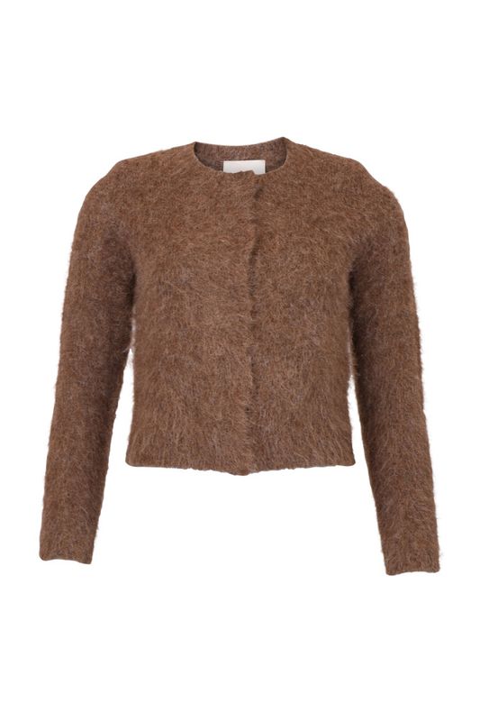 Hairy Knit Jacket Brown 