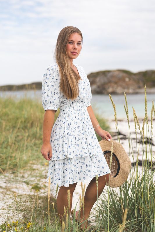 Amelina Vealine 2/4 Dress AOP Aqua Haze Flower 