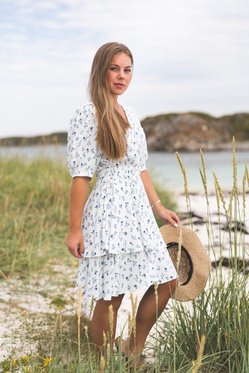 Amelina Vealine 2/4 Dress AOP Aqua Haze Flower 