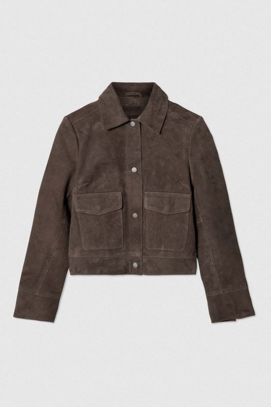 Suede Short Jacket Dark Brown 