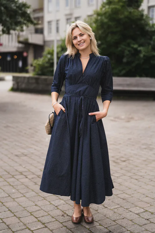 Maria Dress Pinstripe 