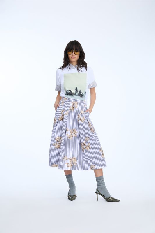 Nukkia Skirt Stripe White 