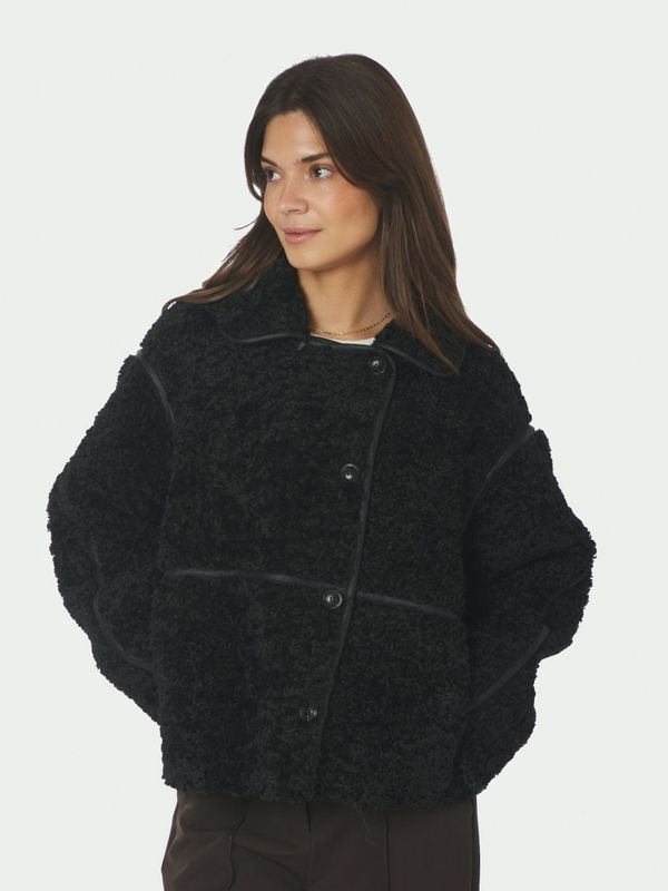 Castor Faux Fur Jacket Black 